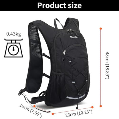 15L Small Hiking Backpack Lightweight Hydration Backpack for Men Women, Warterproof Hiking Daypack for Travel Cycling - color: Black