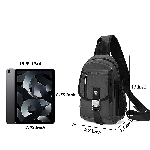 NICGID Sling Bag Chest Shoulder Backpack Crossbody Bags for Tablet Laptop Outdoor Hiking Men Women - color: Grey-016