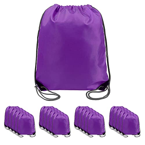 BeeGreen Drawstring Backpack Bags 20,30,50 Packs Reflective String Bags for Gym Sport Trip Cinch Sack DIY for Women Men - color: Purple