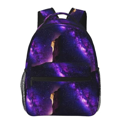 Outdoor Hiking Backpack Purple Space Galaxy Shimmering, Water Resistant Daypack with Side Mesh Pockets for Camping, Beach and Sports - color: Pattern (266)