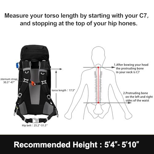 N NEVO RHINO Internal Frame Hiking Backpack 50/60/65/70/80L, Mountain Climbing Camping Backpack Daypack Waterproof Rain Cover | Mountain Climbing - color: 02 Black, size: 45+5L