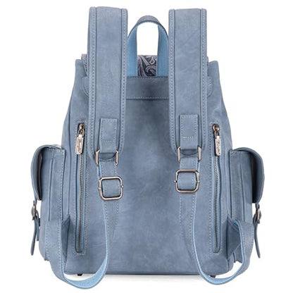 Montana West Wrangler Backpack Purse for Women Men Western Backpack Floral Tooled Travel Bags - color: Carve Jean