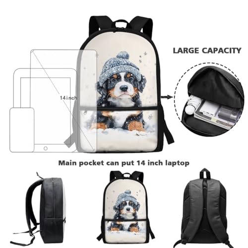 ZOUTAIRONG Cute Dog Print Bookbag for School Insulated Thermos for Hot & Cold Drinks, Lightweight Cute Backpack with Side Pockets for Small Water Up - color: Cute Dog