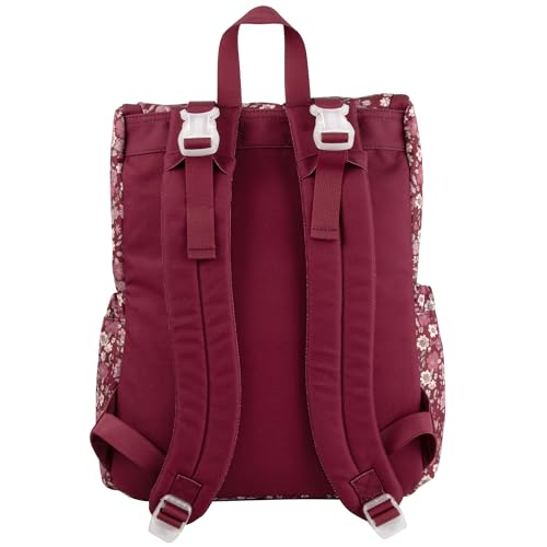 Multi-Function Floral Diaper Backpack and Travel Nappy Baby Bag with Changing Pad and Stroller Straps - color: Burgundy Floral
