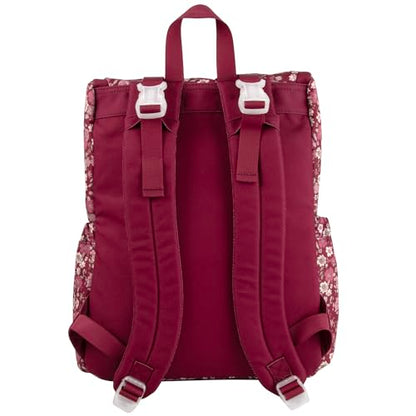 Multi-Function Floral Diaper Backpack and Travel Nappy Baby Bag with Changing Pad and Stroller Straps - color: Burgundy Floral