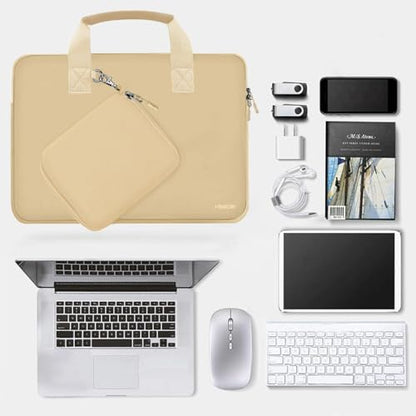 Hseok Laptop Sleeve 14 inch Case with Small Case, Compatible with MacBook Neo 14, MacBook Pro 14 M5/M4/M3/M2/M1, XPS 14 and Most 14 inch Notebooks, Neoprene Computer Handbag,Champagne - color: Champagne, size: 14"