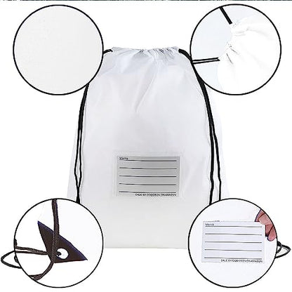 50 Pack Drawstring Bags,Bulk Draw String Backpack, Gym Sports Cinch Bag Sackpack for Women Men, White - color: White