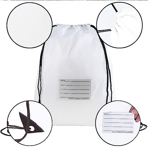 20 Pcs Drawstring Bags,Bulk Draw String Backpack, DIY Gym Sports Cinch Bag Sackpack for Women Men, White - color: White