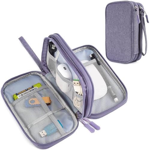 CAAORDKSO Travel Electronic Organizer Pouch Bag, Waterproof Portable Electronic Accessories Storage Multifunctional Case for USB, Cable, Cord, Charger, Phone, Power Bank, Earphone (Purple, Large) - color: Purple, size: Large