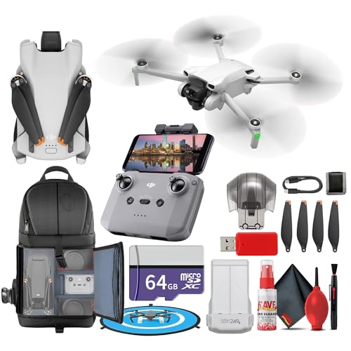 DJI Mini 3 Drone with DJI RC-N1 Remote Foldable Lightweight 4K Camera Quadcopter Bundle (CP.MA.00000587.01) + 64GB Card + BackPack + Landing Pad + Card Reader + Cleaning Kit + More - style: Mini 3 with RC-N1 Remote