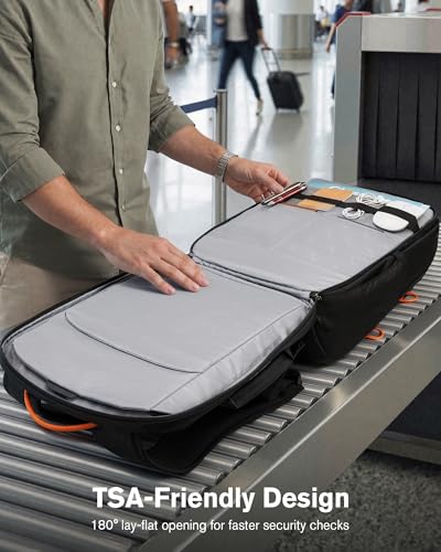 Tolaccea Travel Backpack 30L Laptop Carry On TSA Approved for Commute Trips | 100% RPET Recycled Fabric | EVA-cushioned Laptop Protection | TSA 180° Lay-flat Opening | Reinforced Stability Base Panel - color: Black