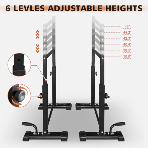 Adjustable Height Dip Bar Station, Heavy Duty Dip Station for Home Gym,Multi-function Dip Station Pull Up Bar Full Body Strength Training Workout Fitness Equipment for Tricep Dips - color: Dip Bar Station Set