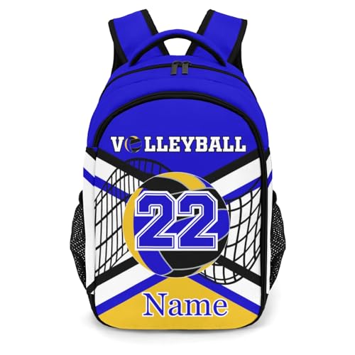 Bright Blue Gold Volleyball Personalized School Backpack Casual Laptop Bag for Man Woman - color: Muilti 5