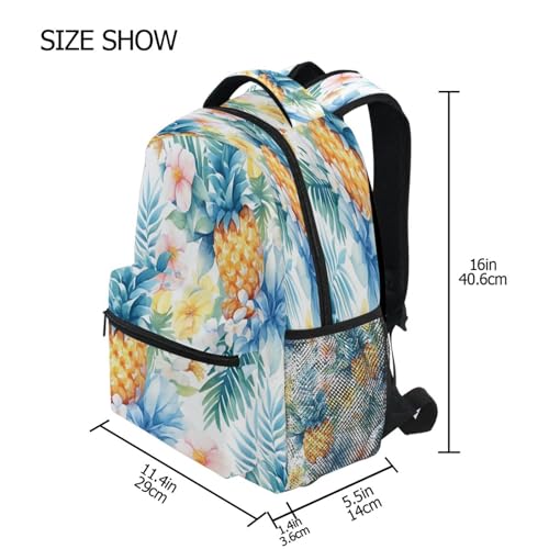 Day Backpack for Women Men Fashion Laptop Bag with Chest Strap Gift Men & Women Sliced Pineapple and Flowers - color: Multicolor15