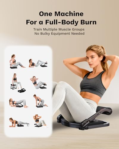 AIRHOP Ab Machine for Home, Ab Exercise Equipment for Core Training, Foldable Ab Crunch Machine with 4 Adjustable Resistance, Sit Up Exercise Equipment 330 LBS Capacity for Beginners & Pros
