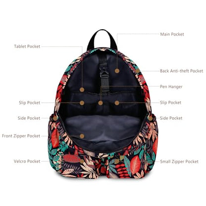 Women's Water-resistant Daypack Backpack, 15.6 Inch Laptop Compartment & Anti-Theft Pocket, Adjustable Padded Straps for Commuting, Travel, Work, College, Maple Red - color: Maple Red