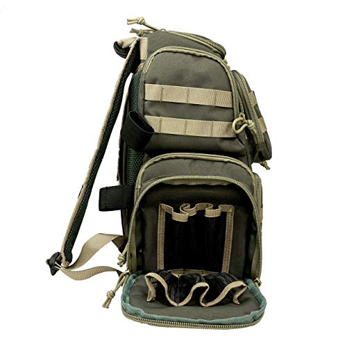 K-Cliffs Tactical Range Backpack – Lockable Bag for 5 Handguns Pouches – 900D Water‑Resistant with Rain Cover & USA Patch - color: Khaki With Eva Cradle