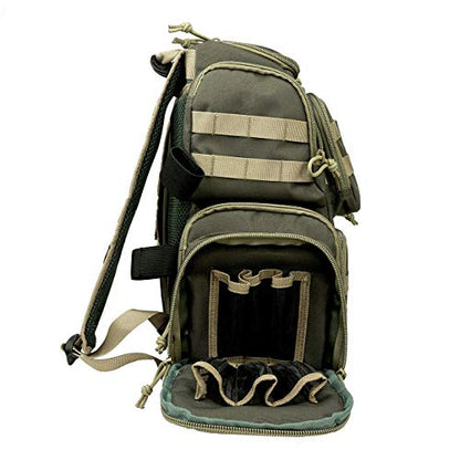K-Cliffs Tactical Range Backpack – Lockable Bag for 5 Handguns Pouches – 900D Water‑Resistant with Rain Cover & USA Patch - color: Khaki With Eva Cradle
