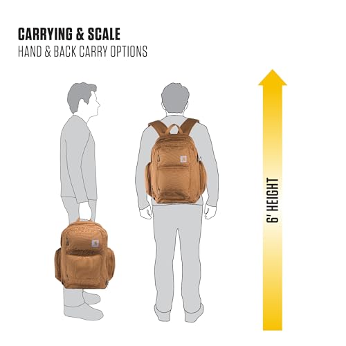 Carhartt 35L Triple-Compartment Backpack, Durable Pack with Laptop Sleeve and Duravax Abrasion Resistant Base, Gravel - color: Gravel
