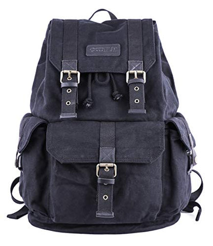 GOOTIUM 21101BLK Specially High Density Thick Canvas Backpack Rucksack,Black - color: Black, size: Large