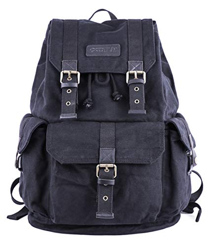 GOOTIUM 21101BLK Specially High Density Thick Canvas Backpack Rucksack,Black - color: Black, size: Large