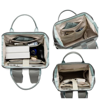 Kinmac Wide Open Style Laptop Backpack for Laptop Up to 15.6 Inch Men Women Travel Outdoor Backpack (Paisley Grey PU) - color: Paisley Grey Pu