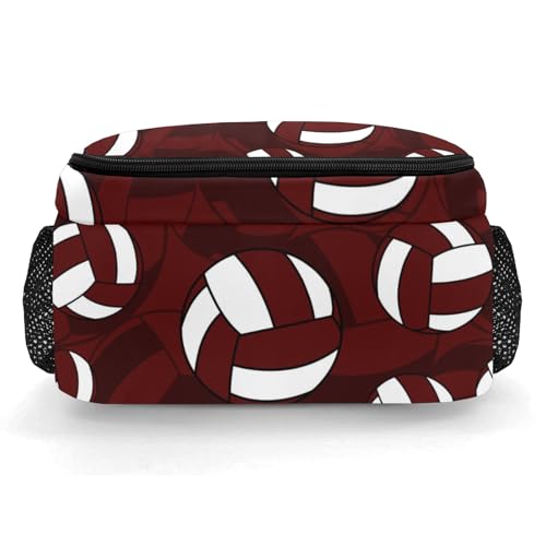 Dark Red Volleyball Pattern Casual Backpack Daypack Bookbag Laptop Bag Custom Shoulders Backpacks for Gifts - color: Dark Red Volleyball Pattern