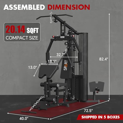 SPART Home Gym Station,Multifunctional Home Gym Workout Equipment,with 160LBS Weight Stack for Leg Press & Chest Fly, All in One Exercise Equipment Full Body Strength Training with Pulley System - color: Black, style: Fabric Cover