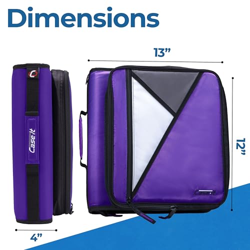 Case-it School Zipper Binder | 2" O-Rings | 350-Sheet | LT-007 Deep Purple - color: Purple/White, size: 1 Pack