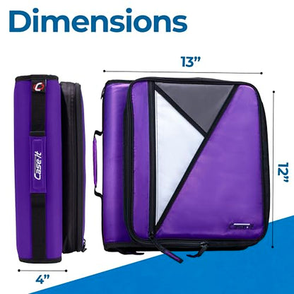 Case-it School Zipper Binder | 2" O-Rings | 350-Sheet | LT-007 Deep Purple - color: Purple/White, size: 1 Pack