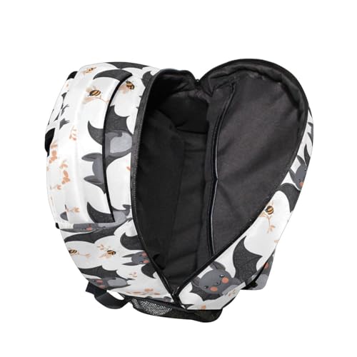Fun Backpack for Men and Women Waterproof Backpack with Chest Strap Gift Men & Women Cartoon Cute Bats White - color: Multicolor01