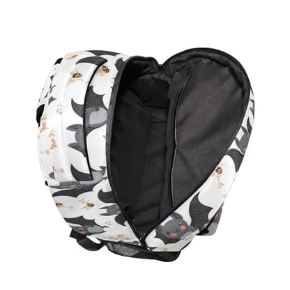 Fun Backpack for Men and Women Waterproof Backpack with Chest Strap Gift Men & Women Cartoon Cute Bats White - color: Multicolor01