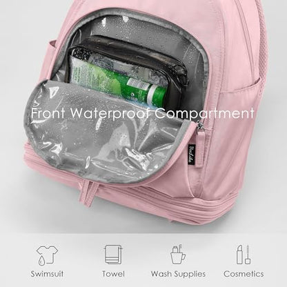 Uselike Gym Backpack for Women Men, Lightweight Gym Bag with Shoe Compartment, Waterproof Workout Backpack with Wet Pocket - color: Pink