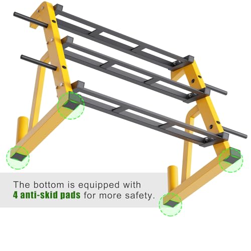 Kipika Heavy Duty 3 Tier Dumbbell Rack Multifunctional, Weight Rack for Dumbbells, Home Gym Equipment, Suitable for Storage of Dumbbell, Kettle Bell, Barbell Plate, Barbell Bar - color: 3 Tier Tilt Shelf