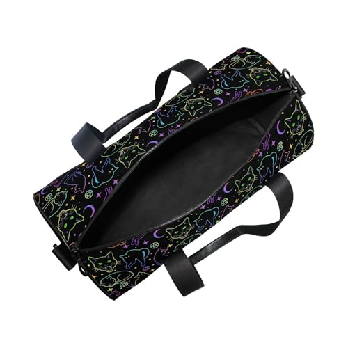 MNSRUU Sports Duffel Bags, Witchcraft Black Cats Athletic Gym Bag Overnight Workout Travel Tote Luggage for Men Women Yoga - color: Cat TH0029