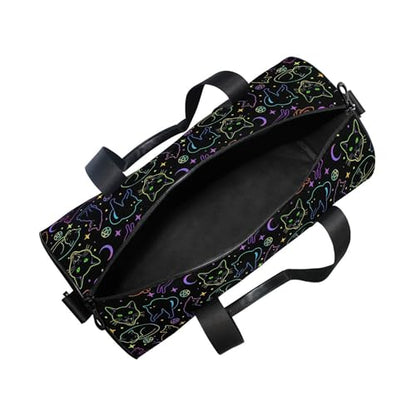 MNSRUU Sports Duffel Bags, Witchcraft Black Cats Athletic Gym Bag Overnight Workout Travel Tote Luggage for Men Women Yoga - color: Cat TH0029