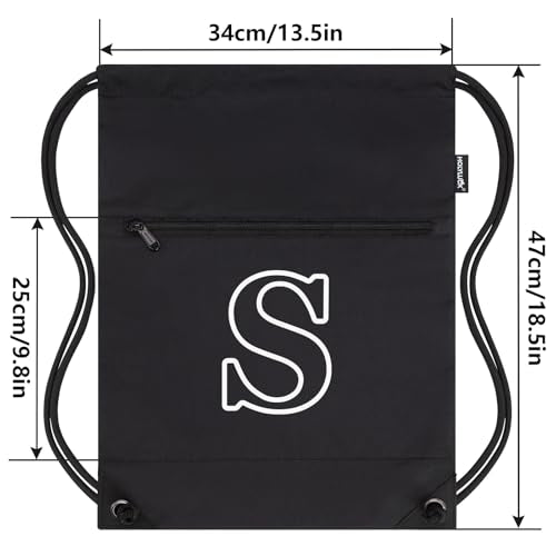 HOLYLUCK Drawstring Bags Initial Backpack Sackpack Cinch Bags for Sports, Gym, Travel, Beach (Black-S) - color: Black-s