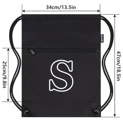 HOLYLUCK Drawstring Bags Initial Backpack Sackpack Cinch Bags for Sports, Gym, Travel, Beach (Black-S) - color: Black-s