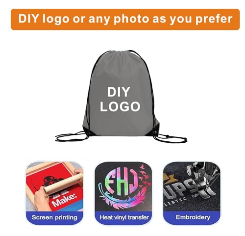 Drawstring Backpack Bulk 20 Pcs Draw String Backpack Bags DIY Gym Sports Traveling Yoga Cinch Bag Sackpack Drawstring (grey) - color: Gray