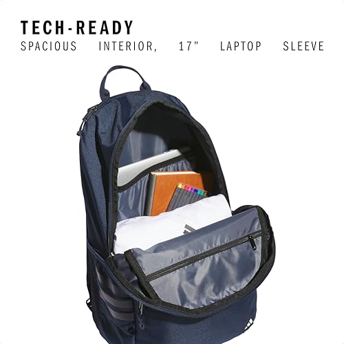 adidas Classic 3-Stripe Backpack for Laptop, School and Travel, 28L - color: Collegiate Navy/White/Black