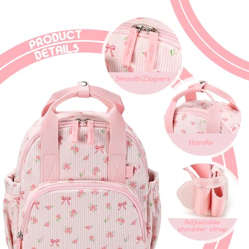 Bluboon Toddler Backpack for Girls Boys 2-4 Cute 12" Preschool Kindergarten Backpacks Kids Daycare Bags School Travel (Pink bow flower 212-Pink, Age 2-4 (12" H not Fit A4 Folder)) - color: Pink Bow Flower 212-pink, size: Age 2-4 (12" H not Fit A4 Folder)