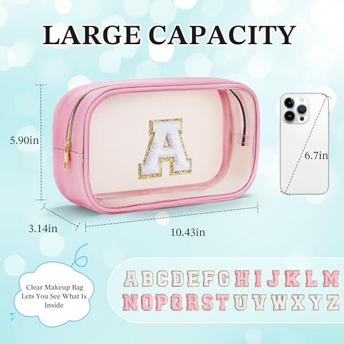 YOOLIFE Travel Essentials for Women Girl Birthday Gift for Kids Girls Women Initial Travel Makeup Bags Organizer Toiletry Bags Cosmetic Bag Beach Bag 11 12 13 14 15 16 Years Old Girl Gift Pink A - color: Large-Pink, style: A