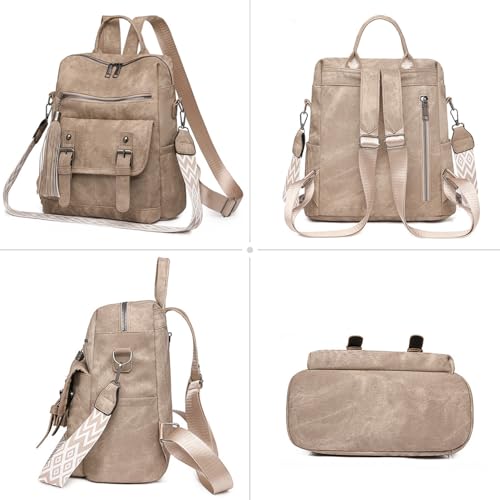 Fashion PU Leather Backpack Purse for Women Travel Backpack Bag with Tassel Ladies Shoulder Handbags Casual Daypack - color: Blue