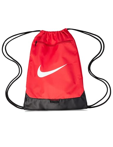 Nike Unisex Adult Gameday Brasilia 9.5 Training Drawstring Gym Sack, Bag, Backpack (18L) | Mens and Womens - color: University Red/Black/White