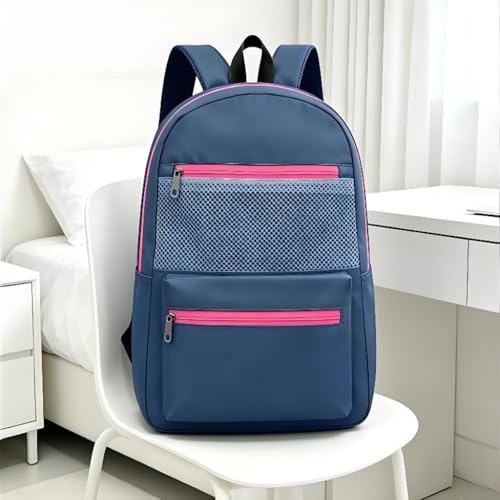 Lightweight Travel Backpack with Front Mesh Pocket, Large Capacity Multi Compartment Storage, Durable Daypack for Hiking, Travel, Work Outdoor (navy blue - color: Navy Blue