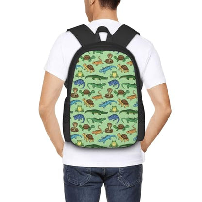 Breathable Outdoor Daypack Snakes Lizard Chameleon Turtle Animal, Durable Anti Theft Travel Backpack Adjustable Strap Shoulder Bag for Hiking Camping City Walking - color: Design (1207)