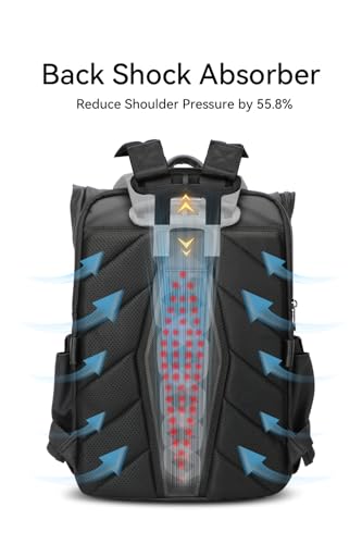 BOPai Men's Shock Absorbing Commute Backpack, 55.8% Weight Reduction Expandable 25L-30L Roll Top Laptop Backpack, Water & Scratch Resistant Tech Fabric, Water Bottle for Business & Daily Trip