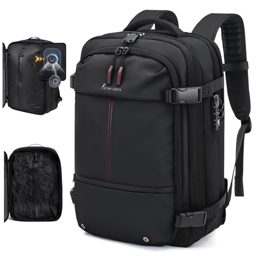 Travel Backpack with Vacuum System,60L Expandable Vacuum Backpack Travel with TSA Lock,17.3 inch Laptop Backpacks Vacpack Backpacks with Vacuum(Black,Built-in Air Pump) - color: Black