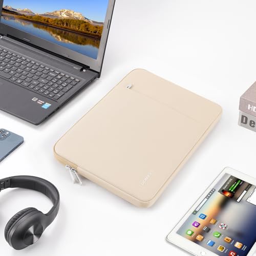 DOMISO 17 inch Laptop Sleeve Protective Case Cover Compatible with 17-17.3 inch HP Dell ASUS Lenovo Chromebook,Waterproof Computer Cases Bag,Beige