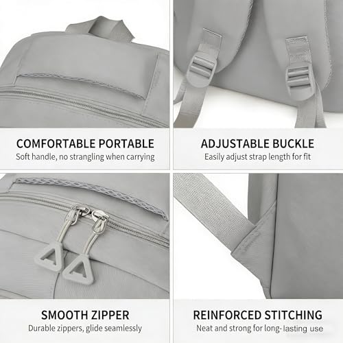 School Cute Aesthetic Backpack Girls Backpack for Students Kids Teen Girls Large Capacity Bookbags College Backpacks Laptop Lightweight Bookbag Casual Travel Daypacks School Bag（Grey） - color: Grey